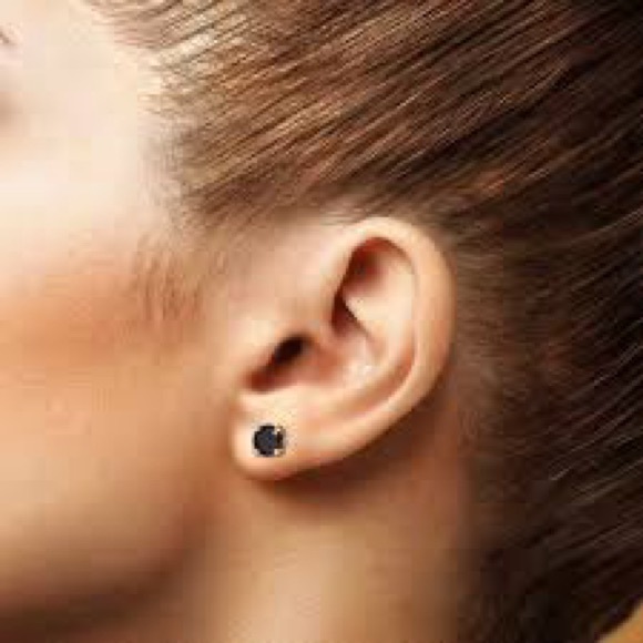 2 ct. Each Round Cut Black Diamond Solitaire Stud Earrings In Black Gold - Picture 4 of 16